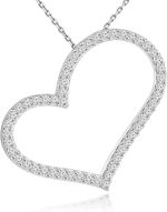 Madina Jewelry 1.53 ct Round Cut Diamond Heart Shape Pendant Necklace (G Color SI-1 Clarity) in 14 kt White Gold - Image 2