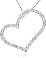 Madina Jewelry 1.53 ct Round Cut Diamond Heart Shape Pendant Necklace (G Color SI-1 Clarity) in 14 kt White Gold - Image 3