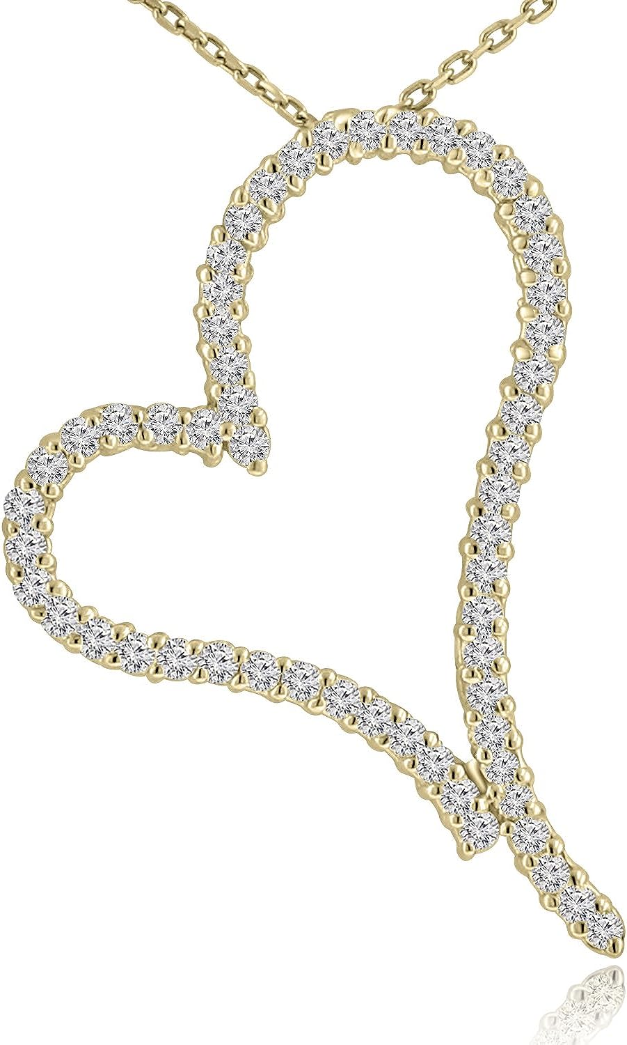 251228020117477_1 Madina Jewelry 1.30 ct Round Cut Diamond Heart Shape Pendant Necklace (G Color SI-1 Clarity) in 14 kt Yellow Gold - Image 1