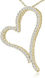 Madina Jewelry 1.30 ct Round Cut Diamond Heart Shape Pendant Necklace (G Color SI-1 Clarity) in 14 kt Yellow Gold - Image 3