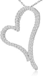 Madina Jewelry 1.30 ct Round Cut Diamond Heart Shape Pendant Necklace (G Color SI-1 Clarity) in 14 kt White Gold - Image 3