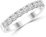 Madina Jewelry 0.72 ct Ladies Round Cut Diamond Wedding Band in 14 kt White Gold - Image 2