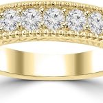 Madina Jewelry 1.10 ct Ladies Round Cut Diamond Wedding Band Ring with Millgrain Edge in 18 kt Yellow Gold