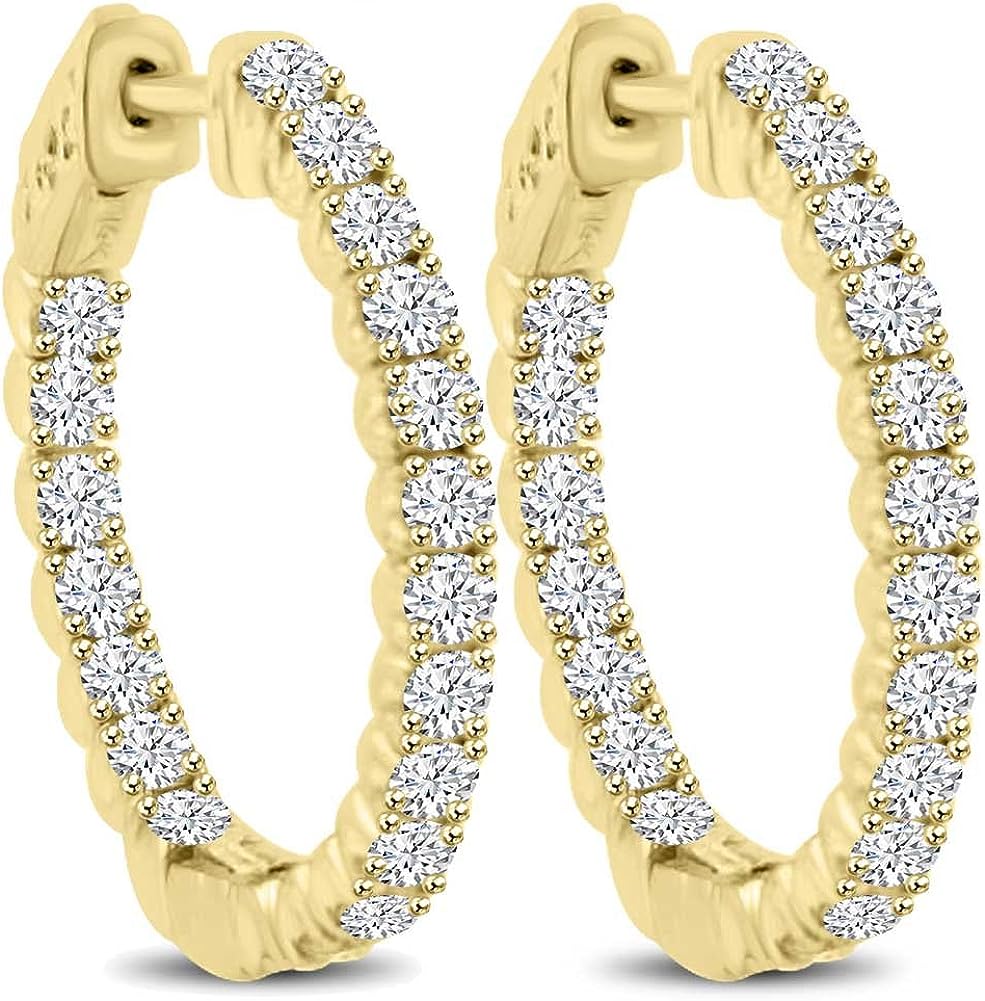 251228020118515_1 Madina Jewelry 2.10 ct Ladies Round Cut Diamond Hoop Huggie Earrings in Yellow Gold - Image 1