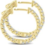 Madina Jewelry 2.10 ct Ladies Round Cut Diamond Hoop Huggie Earrings in Yellow Gold - Image 3