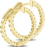 Madina Jewelry 2.10 ct Ladies Round Cut Diamond Hoop Huggie Earrings in Yellow Gold - Image 4