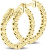 Madina Jewelry 2.10 ct Ladies Round Cut Diamond Hoop Huggie Earrings in Yellow Gold - Image 5