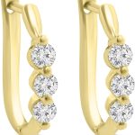 Madina Jewelry 1.10 ct Ladies Round Cut Diamond Hoop Huggie Earrings