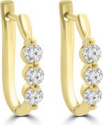Madina Jewelry 1.10 ct Ladies Round Cut Diamond Hoop Huggie Earrings