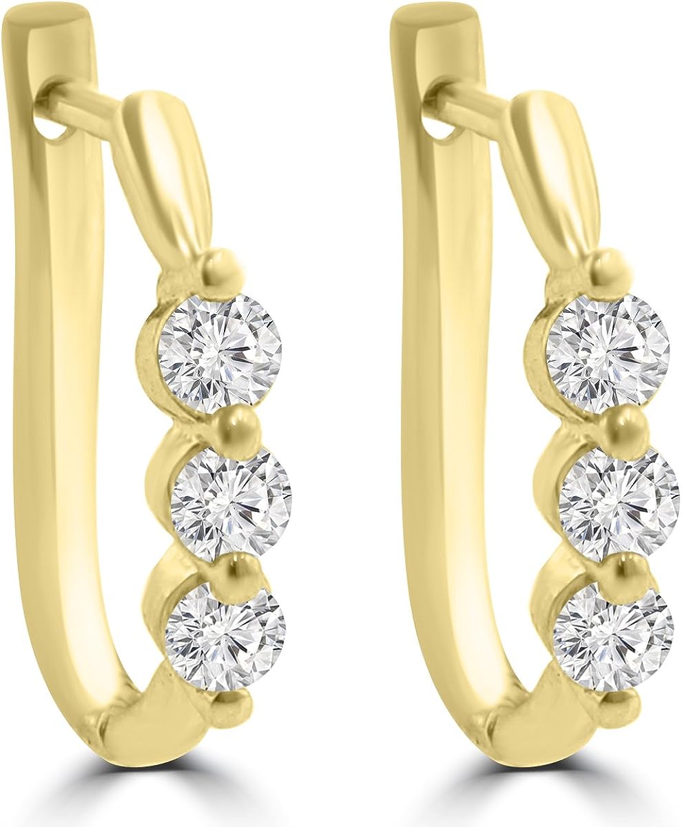 251228020118607_1 Madina Jewelry 1.10 ct Ladies Round Cut Diamond Hoop Huggie Earrings - Image 1