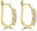 Madina Jewelry 1.10 ct Ladies Round Cut Diamond Hoop Huggie Earrings - Image 2