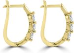 Madina Jewelry 1.10 ct Ladies Round Cut Diamond Hoop Huggie Earrings - Image 3