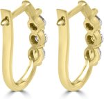 Madina Jewelry 1.10 ct Ladies Round Cut Diamond Hoop Huggie Earrings - Image 4