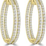 Madina Jewelry 5.26 ct ttw Ladies Round Cut Diamond Inside Outside Hoop Earrings in 14kt Yellow Gold