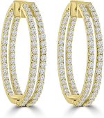 Madina Jewelry 5.26 ct ttw Ladies Round Cut Diamond Inside Outside Hoop Earrings in 14kt Yellow Gold