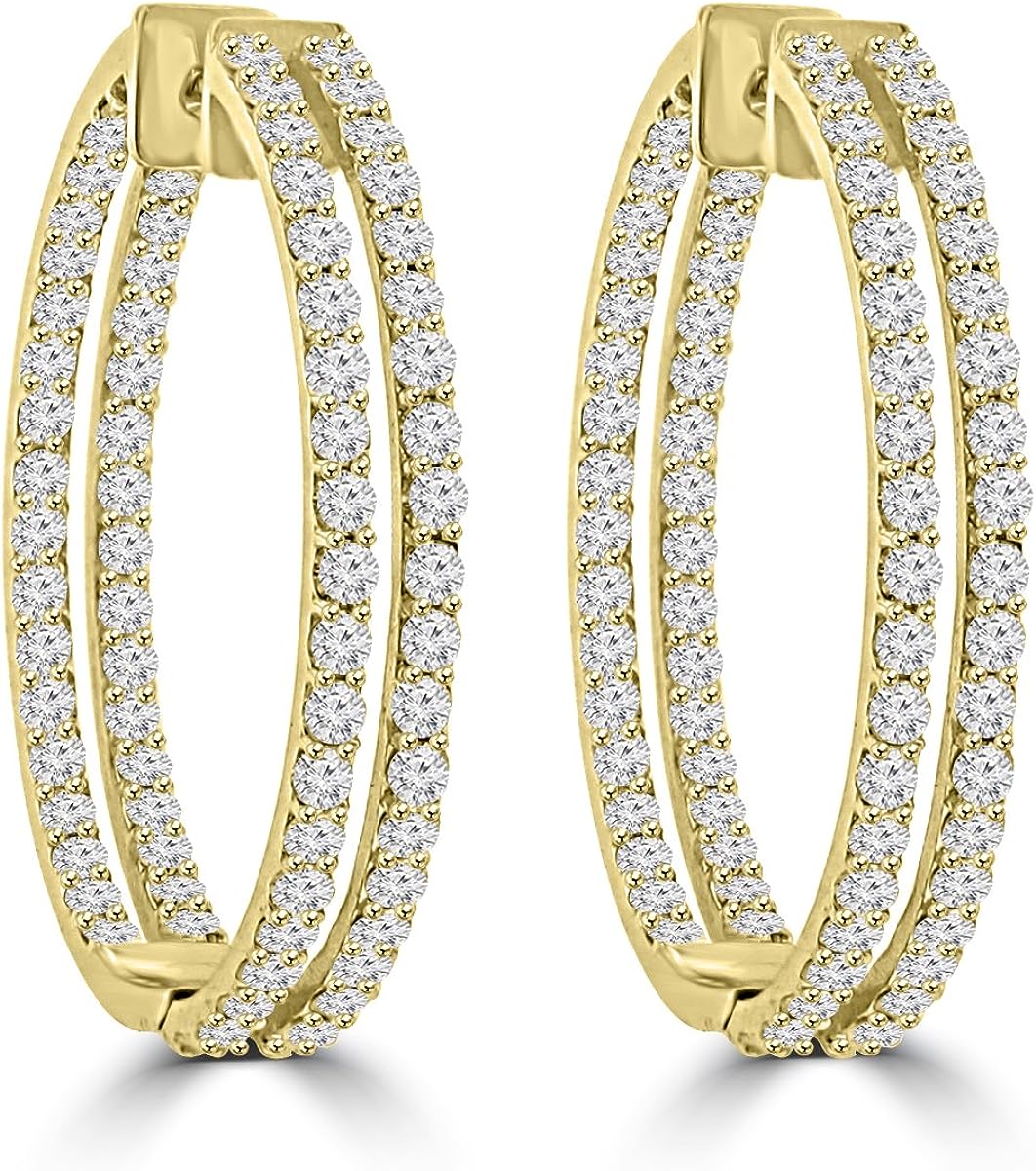 251228020118798_1 Madina Jewelry 5.26 ct ttw Ladies Round Cut Diamond Inside Outside Hoop Earrings in 14kt Yellow Gold - Image 1