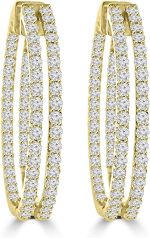 Madina Jewelry 5.26 ct ttw Ladies Round Cut Diamond Inside Outside Hoop Earrings in 14kt Yellow Gold - Image 2