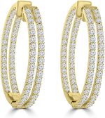 Madina Jewelry 5.26 ct ttw Ladies Round Cut Diamond Inside Outside Hoop Earrings in 14kt Yellow Gold - Image 3