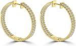 Madina Jewelry 5.26 ct ttw Ladies Round Cut Diamond Inside Outside Hoop Earrings in 14kt Yellow Gold - Image 4