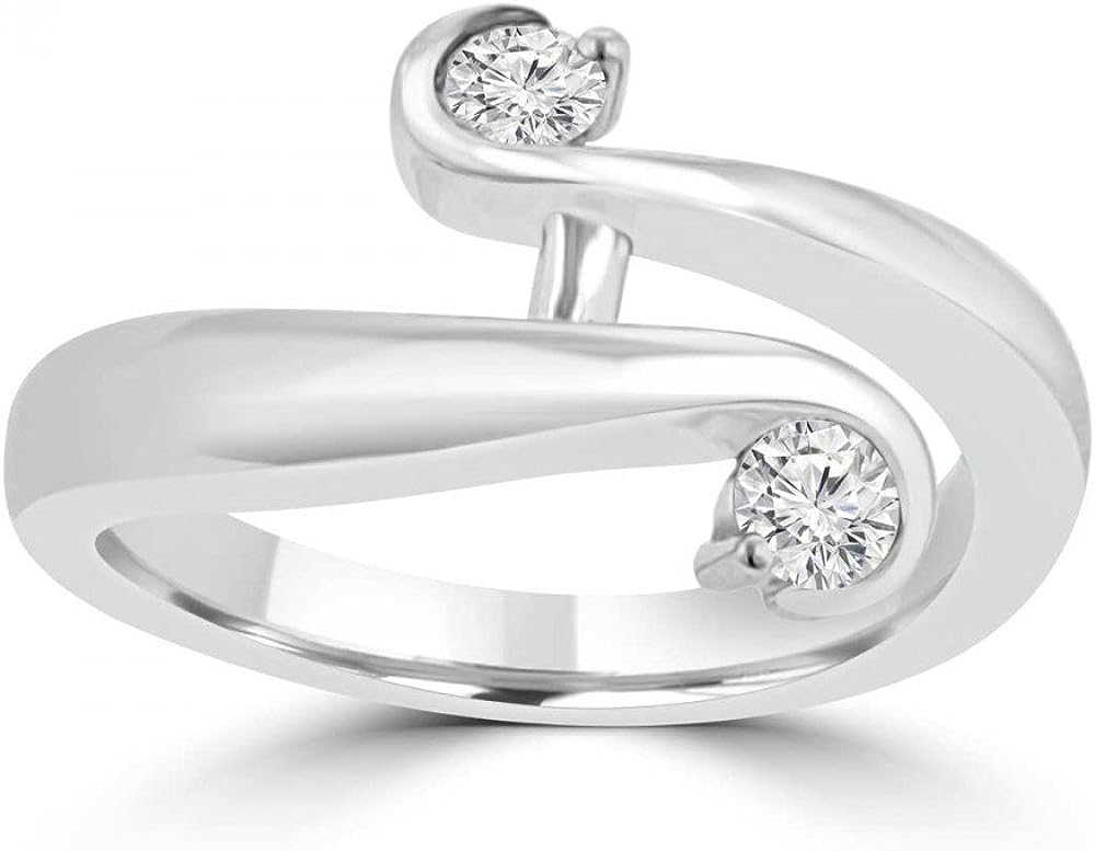 251228020118890_1 Madina Jewelry 0.26 Ct Round Cut Diamond Anniversary Wedding Band Ring in 18 kt White Gold - Image 1