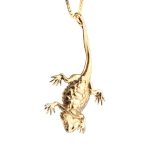 Bearded Dragon Charm Necklace 14k Gold Reptile Jewelry