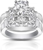 Madina Jewelry 2.00 ct Women's Round Cut Diamond Engagement Ring with Wedding Band Set in 14 kt White Gold