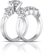 Madina Jewelry 2.00 ct Women's Round Cut Diamond Engagement Ring with Wedding Band Set in 14 kt White Gold - Image 4