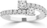 Madina Jewelry 0.95 ct Ladies Round Cut Diamond Anniversary Wedding Band Ring in 18 kt White Gold