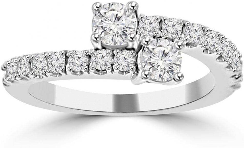 251228020527152_1 Madina Jewelry 0.95 ct Ladies Round Cut Diamond Anniversary Wedding Band Ring in 18 kt White Gold - Image 1