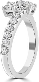 Madina Jewelry 0.95 ct Ladies Round Cut Diamond Anniversary Wedding Band Ring in 18 kt White Gold - Image 4
