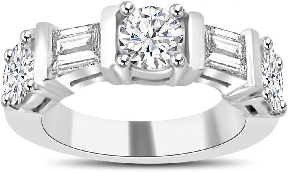 251228020527226_1 Madina Jewelry 1.54 ct Round and Baguette Cut Diamond Wedding Band Ring in Platinum - Image 1