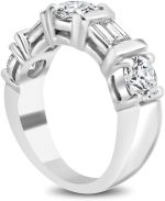 Madina Jewelry 1.54 ct Round and Baguette Cut Diamond Wedding Band Ring in Platinum - Image 3