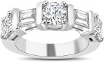 Madina Jewelry 1.54 ct Round and Baguette Cut Diamond Wedding Band Ring in 18 kt White Gold