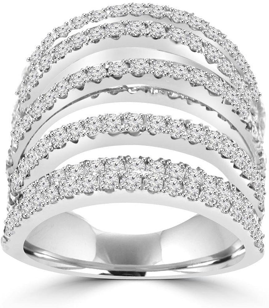251228020527284_1 Madina Jewelry 4.46 ct Ladies Round Cut Diamond Anniversary Wedding Band Ring in 18 kt White Gold - Image 1