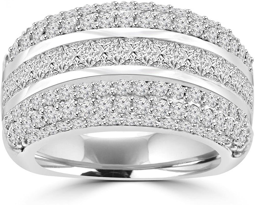 251228020527375_1 Madina Jewelry 4.10 ct Ladies Princess and Round Cut Diamond Anniversary Ring in Platinum - Image 1