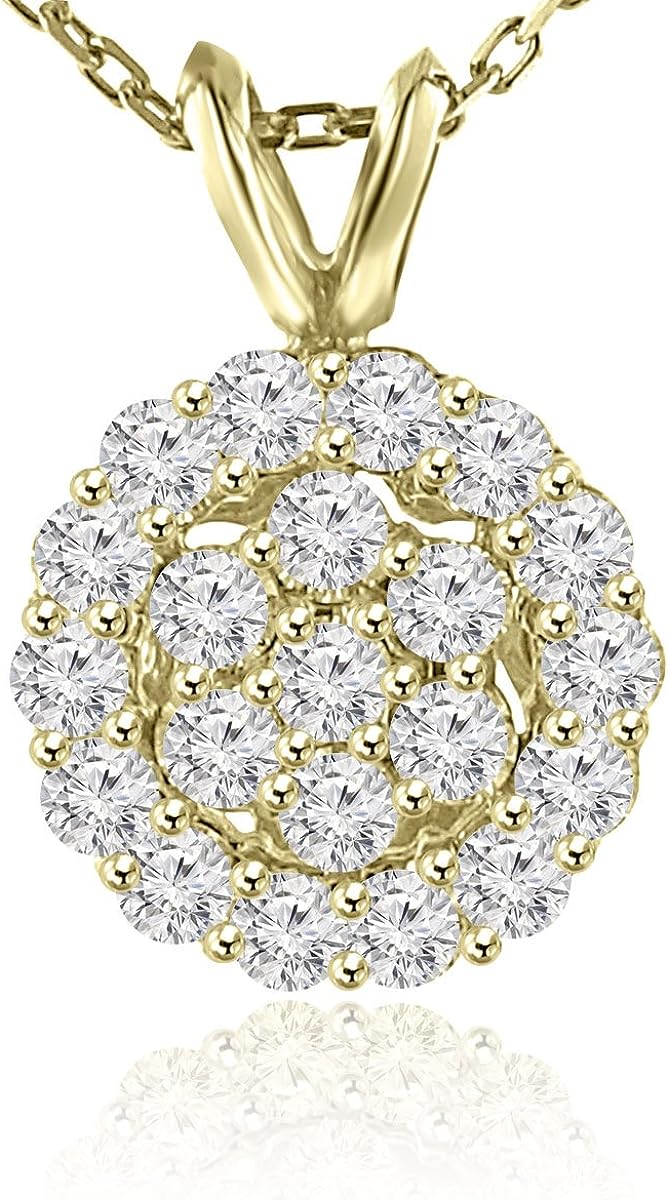 251228020527482_1 Madina Jewelry 1.00 Ct Ladies Round Cut Diamond Pendant/Necklace in 14 kt Yellow Gold - Image 1