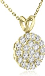 Madina Jewelry 1.00 Ct Ladies Round Cut Diamond Pendant/Necklace in 14 kt Yellow Gold - Image 2