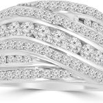 Madina Jewelry 2.10 ct Ladies Round Cut Diamond Anniversary Ring in 14 kt White Gold