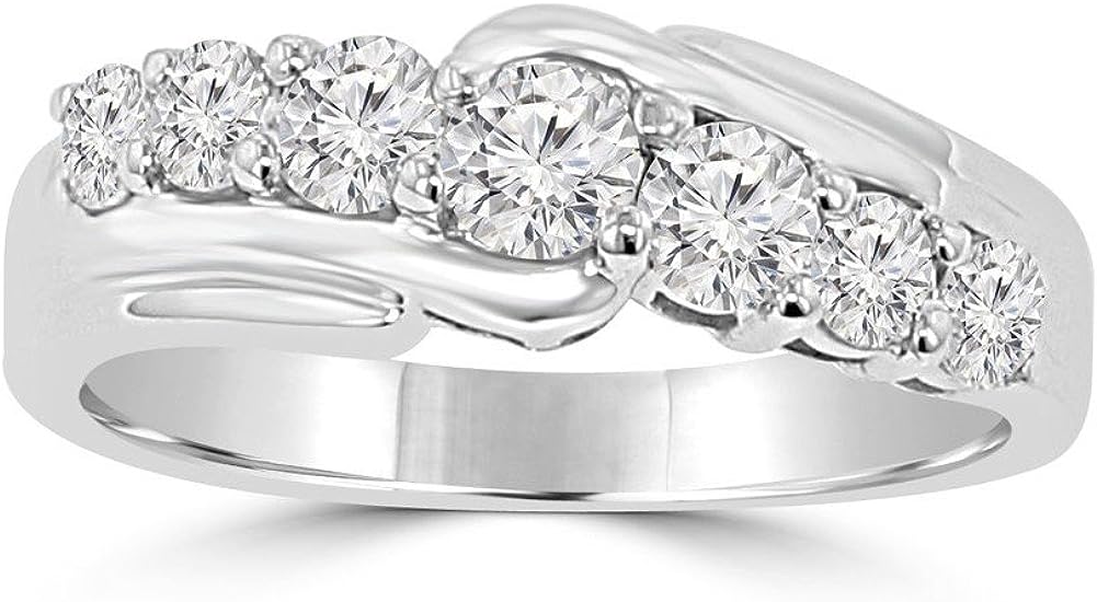 251228020527564_1 Madina Jewelry 1.15 ct Round Cut Diamond Wedding Band Ring in Prong Setting in 18 kt White Gold - Image 1