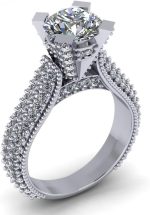Madina Jewelry 2.65 ct Pave Set Round Cut Diamond Engagement Ring in Platinum - Image 2
