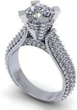 Madina Jewelry 2.65 ct Pave Set Round Cut Diamond Engagement Ring in Platinum - Image 3