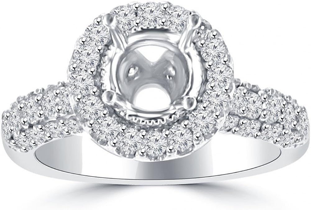 251228020527621_1 Madina Jewelry 1.90 ct Ladies Round Cut Diamond Semi Mount Ring in Pave Setting in 14 kt White Gold - Image 1