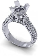 Madina Jewelry 1.90 ct Ladies Round Cut Diamond Semi Mount Ring in Pave Setting in 14 kt White Gold - Image 3