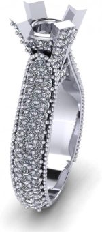 Madina Jewelry 1.90 ct Ladies Round Cut Diamond Semi Mount Ring in Pave Setting in 14 kt White Gold - Image 4
