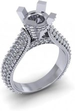 Madina Jewelry 1.90 ct Ladies Round Cut Diamond Semi Mount Ring in Pave Setting in Platinum - Image 2