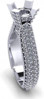 Madina Jewelry 1.90 ct Ladies Round Cut Diamond Semi Mount Ring in Pave Setting in Platinum - Image 5