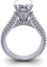 Madina Jewelry 1.90 ct Ladies Round Cut Diamond Semi Mount Ring in Pave Setting in Platinum - Image 6