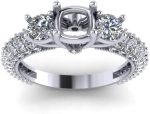 Madina Jewelry 1.85 ct Round Cut Diamond Semi Mount Engagement Ring in 18 kt White Gold