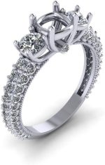 Madina Jewelry 1.85 ct Round Cut Diamond Semi Mount Engagement Ring in 18 kt White Gold - Image 2