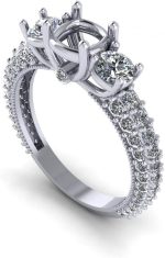 Madina Jewelry 1.85 ct Round Cut Diamond Semi Mount Engagement Ring in 18 kt White Gold - Image 3